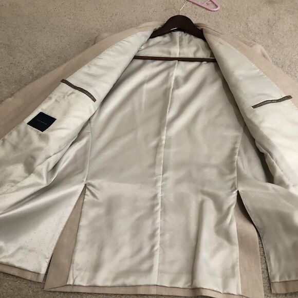 Tommy Hilfiger Sport Coat Jacket Sz L44 2 Button Front Linen Blend Beige/Tan - Picture 5 of 9